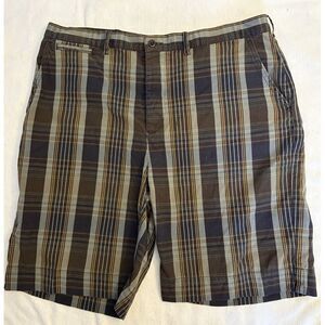 Polo Ralph Lauren Golf  Shorts 38"x10"‎ Gray/Brown Striped Plaid Button-Fly